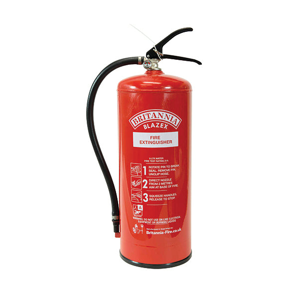 Fire Extinguisher Water 9 Litre (Certified to BS EN3, combats Class A fires) XWS9