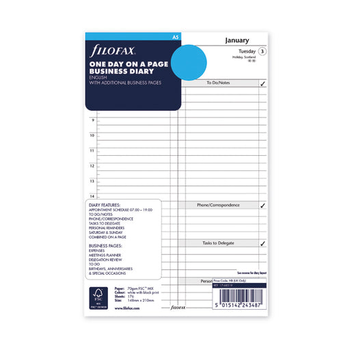 Filofax Refill Day Per Page A5 2023 23-68519