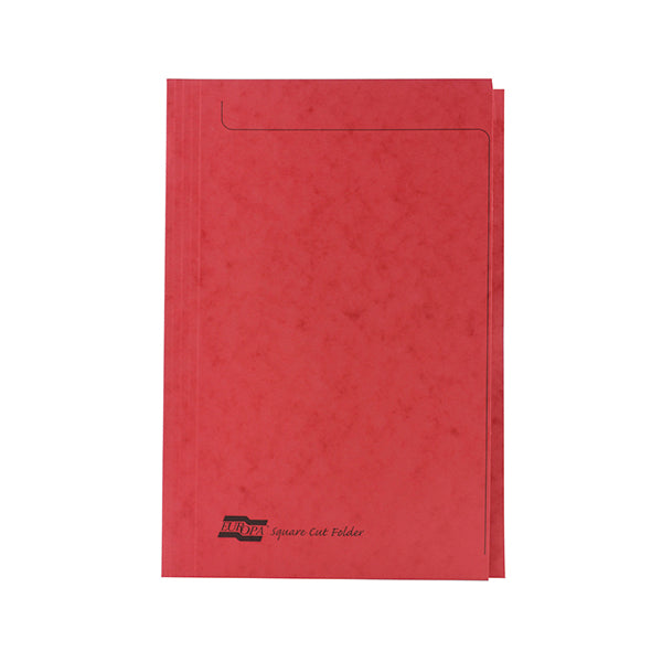 Europa Square Cut Folder 300 micron Foolscap Red (Pack of 50) 4828