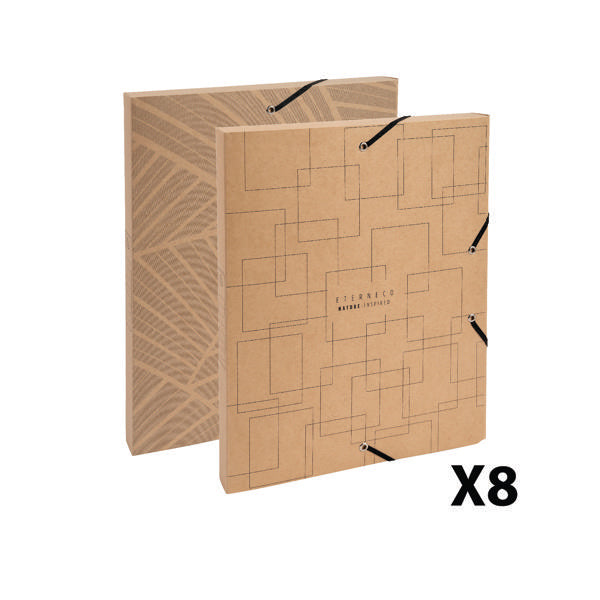 Exacompta Eterneco Cardboard Box File 25mm Assorted (Pack of 8) 59247E