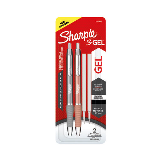 Sharpie S Gel Metal Pens x2/Refills x2 Black (Pack of 4) 2162643