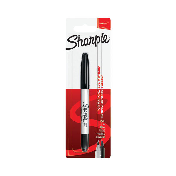 Sharpie Permanent Markers Twin Tip Blister Black (Pack of 12) S0811100