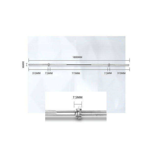 Monofit Peak Power Standard Spinlock Langhantel mit Halsbändern 6 Fuß