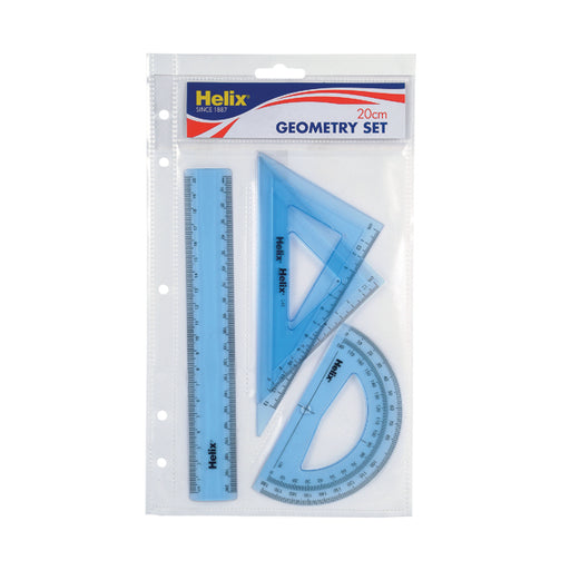 Helix Geometry 4 Tool Set (Includes scale ruler, 2 x set squares and protractor) Q88100