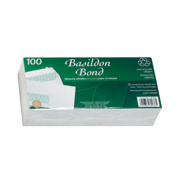 Basildon Bond DL Wallet Envelope Window White (Pack of 100) D80276