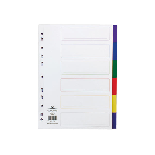 Concord Divider 6-Part A4 Polypropylene Multicoloured 65899