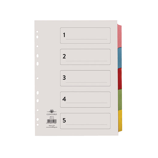 Concord Divider 5-Part A4 Multicoloured Tabs with Contents 71198/PJ11