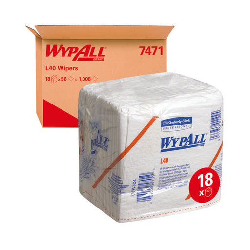 WypAll L40 Wipers 1 Ply Folded Sheets White (Pack of 18) 7471