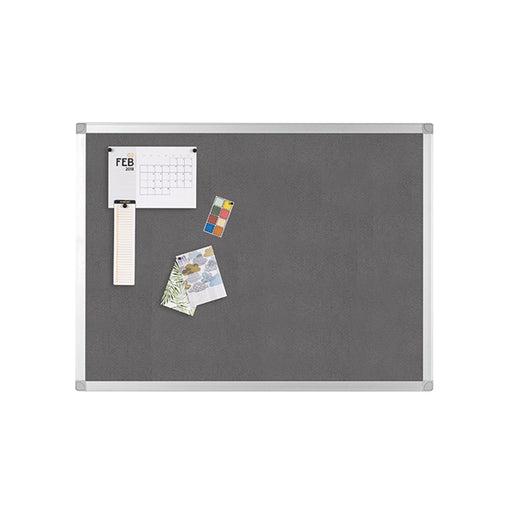 Q-Connect Aluminium Frame Felt Noticeboard with Fixing Kit 1200x900mm Grey 9700026