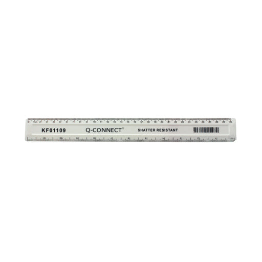 Q-Connect Shatter Resistant Ruler 30cm White (Pack of 10) KF01109Q