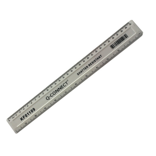 Q-Connect Ruler Shatterproof 300mm White (Inches on one side and cm/mm on the other) KF01109