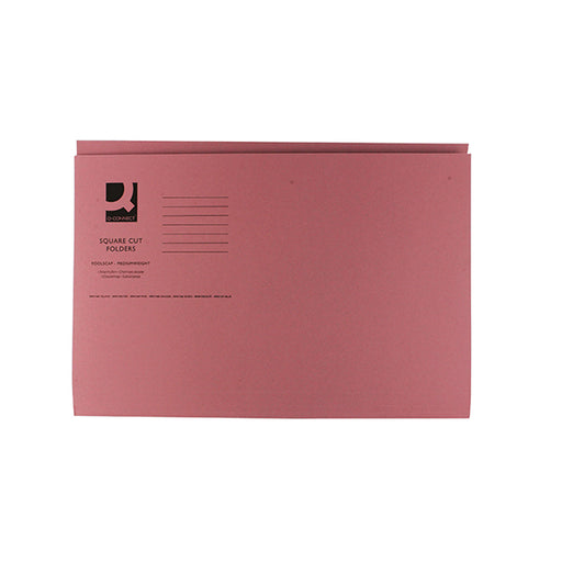 Q-Connect Square Cut Folder Mediumweight 250gsm Foolscap Pink (Pack of 100) KF01187