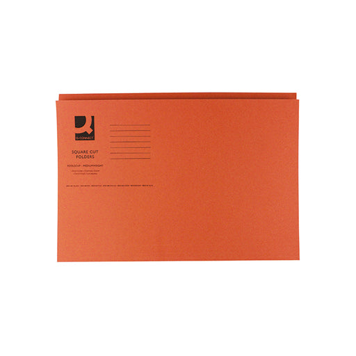 Q-Connect Square Cut Folder Mediumweight 250gsm Foolscap Orange (Pack of 100) KF01188