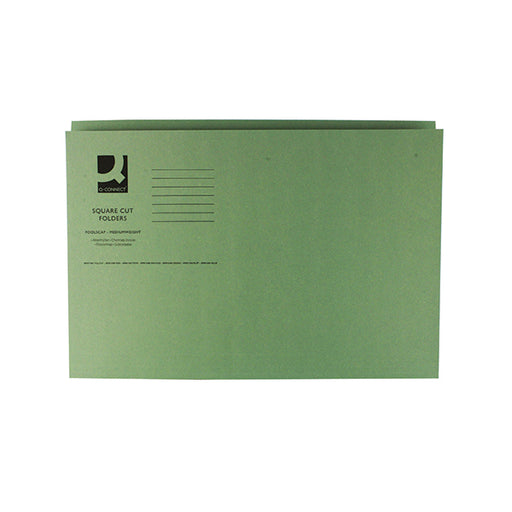 Q-Connect Square Cut Folder Mediumweight 250gsm Foolscap Green (Pack of 100) KF01189