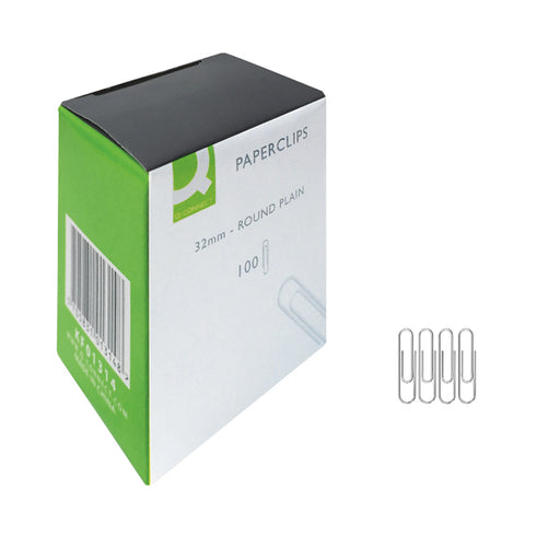 Q-Connect Paperclips Plain 32mm 100 Per Box (Pack of 10) KF01314Q