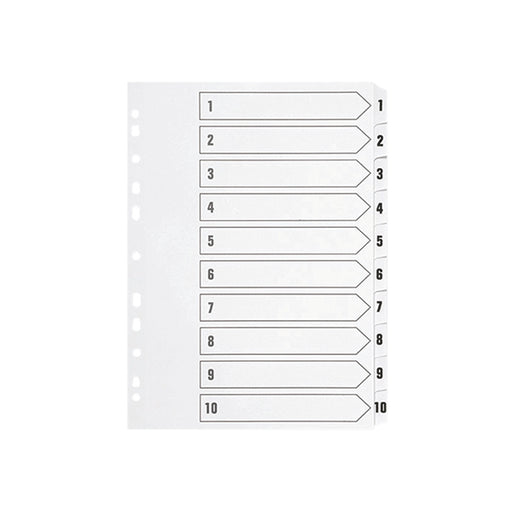 Q-Connect 1-10 Index Multi-punched Polypropylene White A4 KF01353