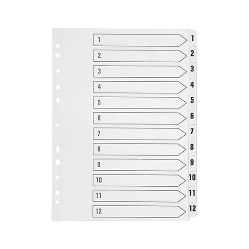 Q-Connect 1-12 Index Multi-punched Polypropylene White A4 KF01354