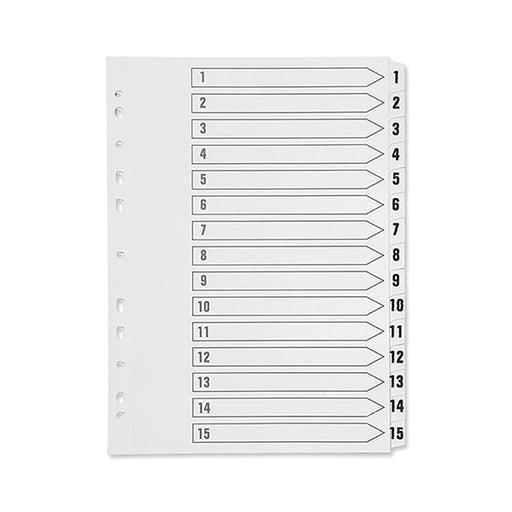 Q-Connect 1-15 Index Multi-punched Polypropylene White A4 KF01355