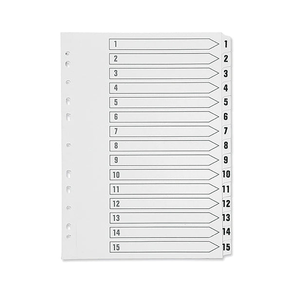 Q-Connect 1-15 Index Multi-punched Polypropylene White A4 KF01355