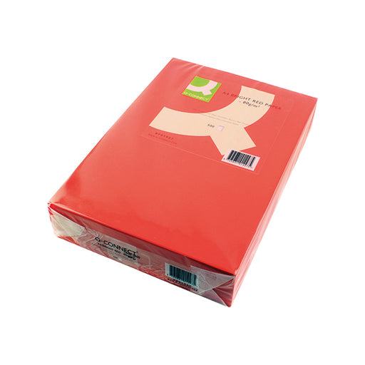 Q-Connect Bright Red Coloured A4 Copier Paper 80gsm Ream (Pack of 500) KF01427