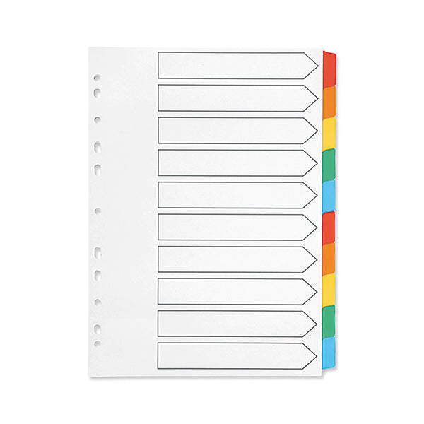 Q-Connect 10-Part Index Multi-punched Reinforced Board Multi-Colour Blank Tabs A4 White KF01526