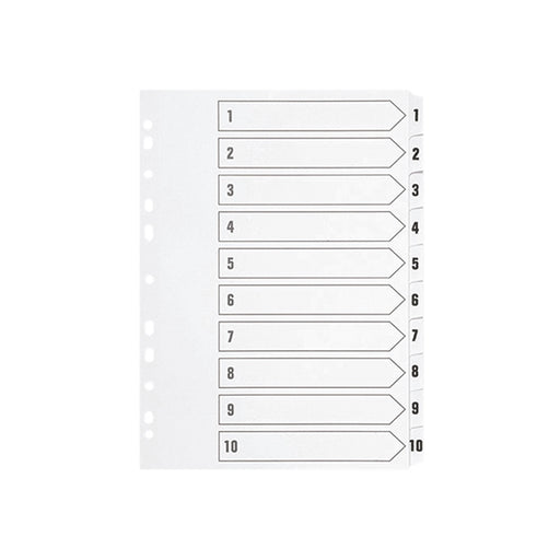 Q-Connect 1-10 Index Multi-Punched Reinforced Board Clear Tab A4 White KF01528