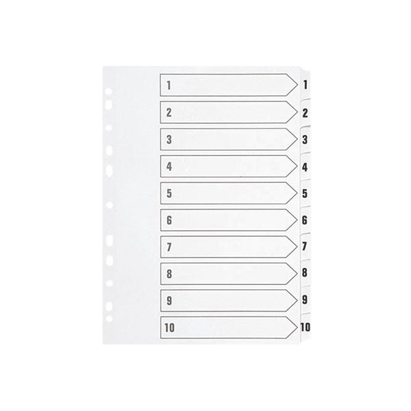 Q-Connect 1-10 Index Multi-Punched Reinforced Board Clear Tab A4 White KF01528