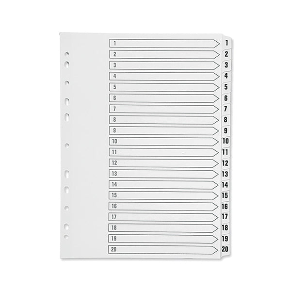 Q-Connect 1-20 Index Multi-Punched Reinforced Board Clear Tab A4 White KF01531