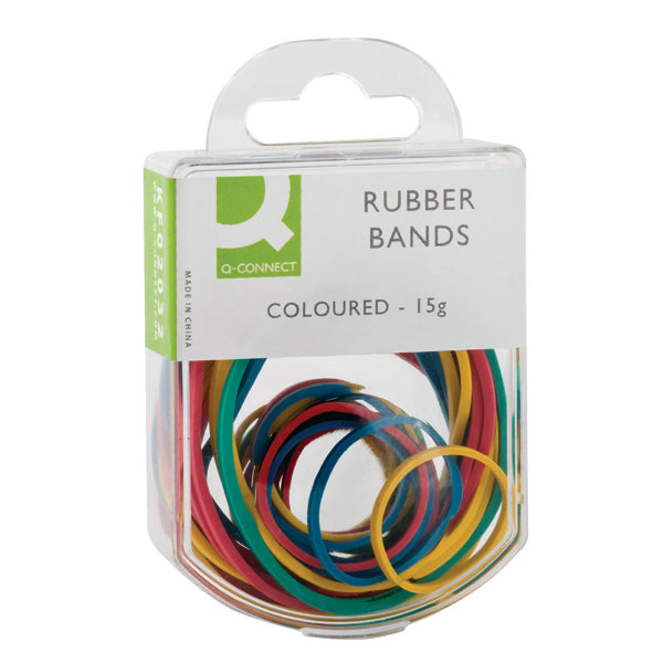 Q-Connect Rubber Bands Assorted Sizes Coloured 15g (Pack of 10) KF02032Q