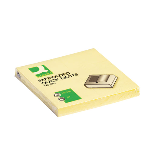 Q-Connect Fanfold Notes 75 x 75mm Yellow (Pack of 12) KF02161