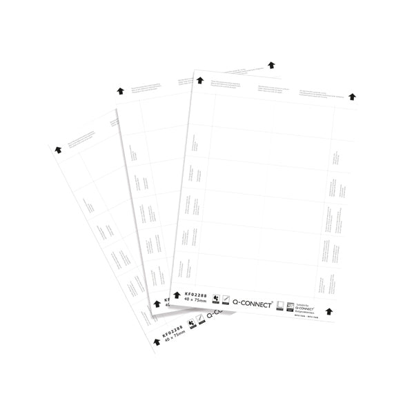 Q-Connect Name Badge Inserts 40x75mm 12 Per Sheet (Pack of 25) KF02288