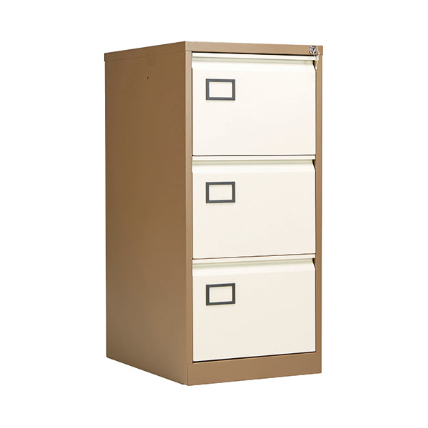 Jemini 3 Drawer Filing Cabinet 470x622x1016mm Coffee/Cream KF03004