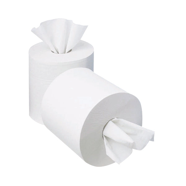 2Work 1-Ply Mini Centrefeed Roll 120m White (Pack of 12) KF03784