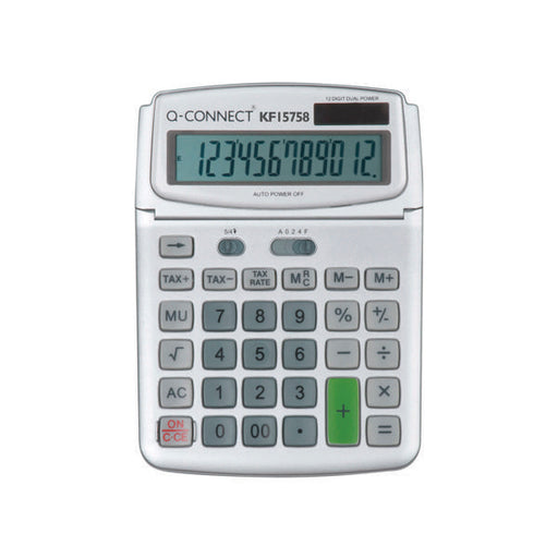 Q-Connect Large Table Top 12 Digit Calculator Grey KF15758