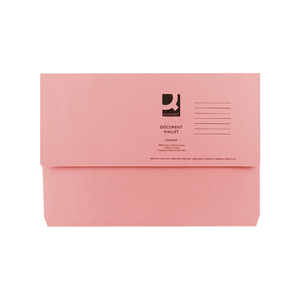 Q-Connect Document Wallet Foolscap Pink (Pack of 50) KF23015