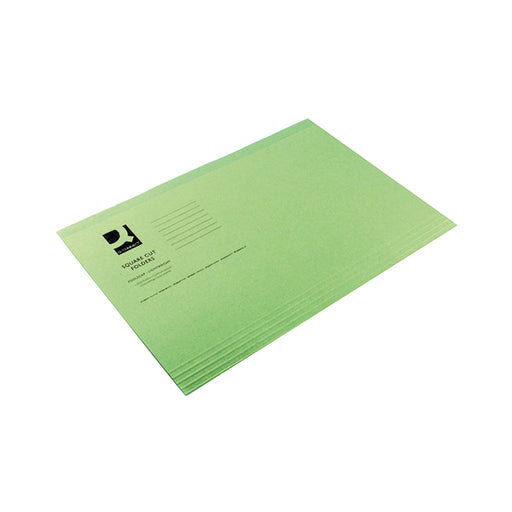 Q-Connect Square Cut Folder Lightweight 180gsm Foolscap Green (Pack of 100) KF26031