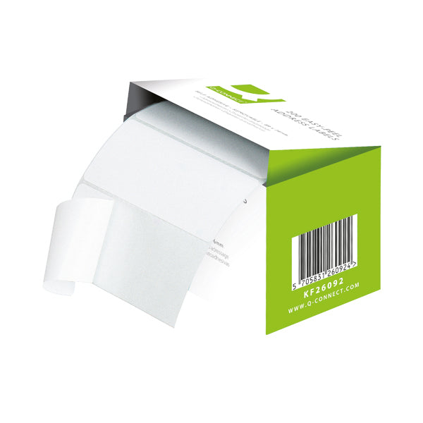 Q-Connect Address Label Roll Repositionable Self Adhesive 89mmx36mm White (Pack of 200) KF26092