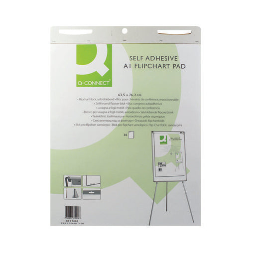 Q-Connect Self-Adhesive Flipchart Pad A1 30 Sheet (Pack of 2) KF37003