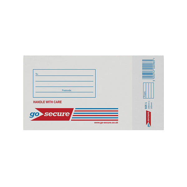 GoSecure Bubble Envelope Size 1 115x195mm White (Pack of 100) KF71447