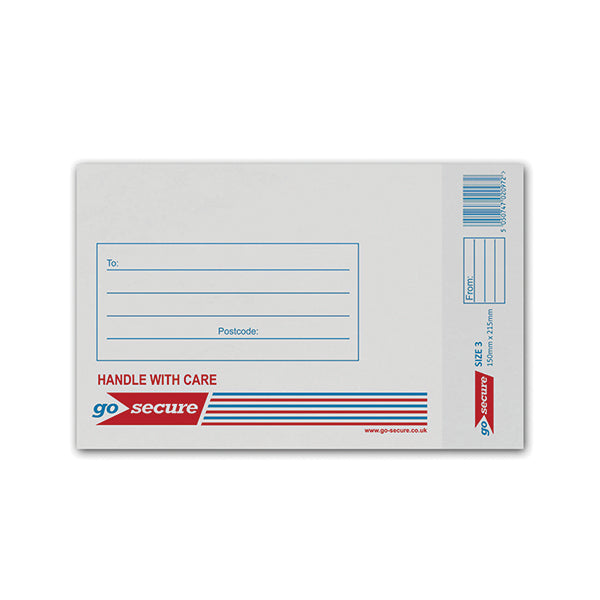 GoSecure Bubble Envelope Size 3 140x195mm White (Pack of 100) KF71448