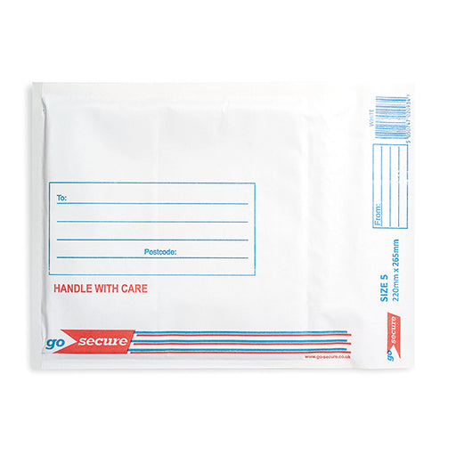 GoSecure Bubble Envelope Size 5 205x245mm White (Pack of 100) KF71450