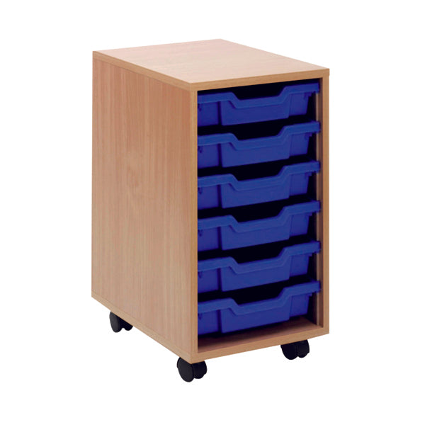 Jemini Mobile Storage Unit 6 Tray 370x495x650mm Beech KF72338