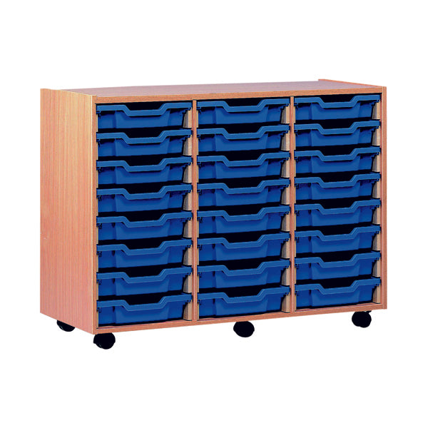 Jemini Mobile Storage Unit 24 Trays 1050x455x790mm Beech KF72568