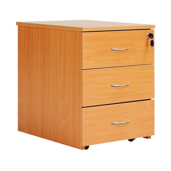 Serrion 3 Drawer Mobile Pedestal 434x580x525mm Bavarian Beech KF73518