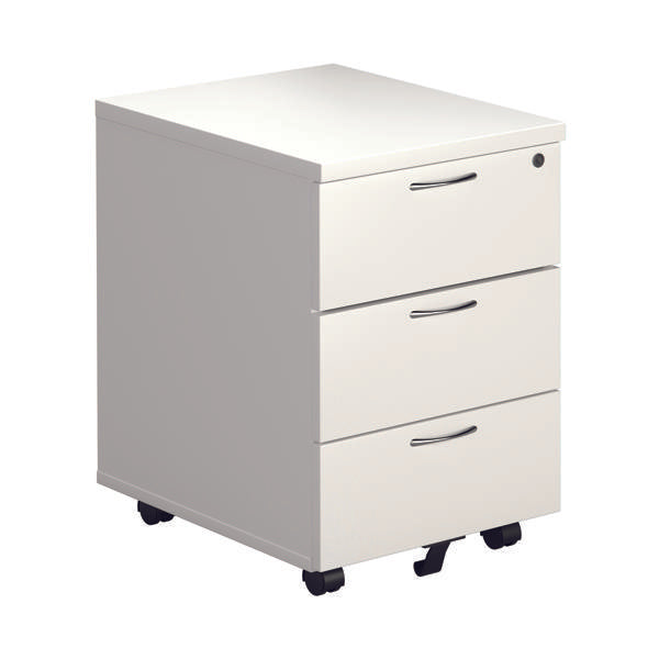 Jemini 3 Drawer Mobile Pedestal 400x500x595mm White KF74148