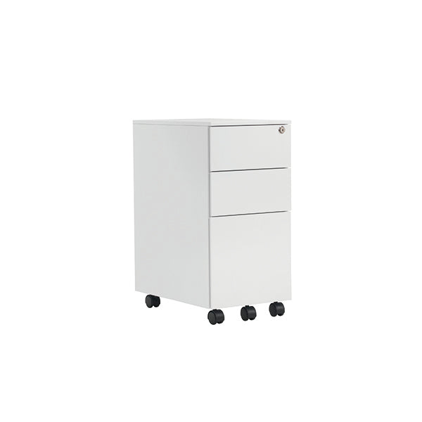 Jemini 3 Drawer Mobile Pedestal Slimline Steel 300x470x615mm White KF74158