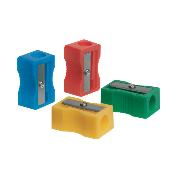 Q-Connect Plastic Pencil Sharpener Single Hole Assorted (Pack of 10) KF76992