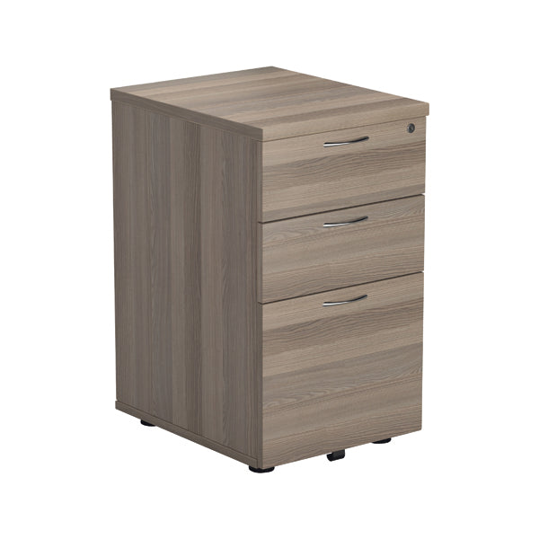 Jemini 3 Drawer Tall Mobile Pedestal 404x500x690mm Grey Oak KF78947