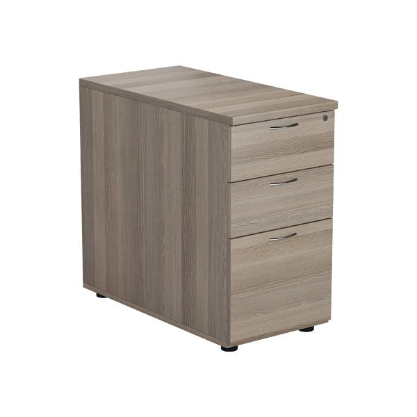 Jemini 3 Drawer Desk High Pedestal 404x800x730mm Grey Oak KF78951