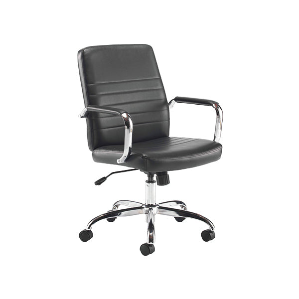 Jemini Amalfi Meeting Chair 630x630x885-980mm Leather Look Black KF79135